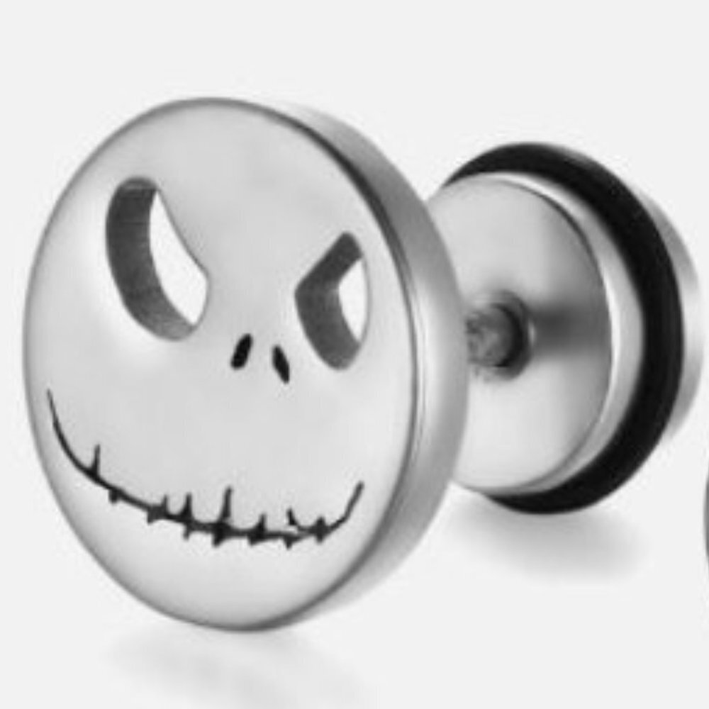Jack Skellington Earrings Studs Nightmare Before Christmas Disney Skull Silver